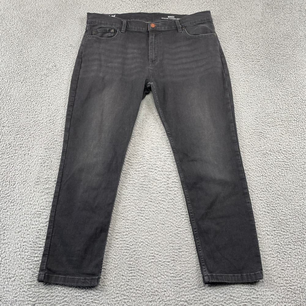 Mugsy Jeans Mens 42x30 Black Mags FLX4NKG Stretch Denim Pants Slim Tapered